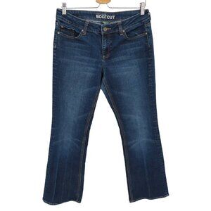 New York & Company Womens 10 Petite 10P Curvy Low Rise Bootcut Blue Denim Jeans